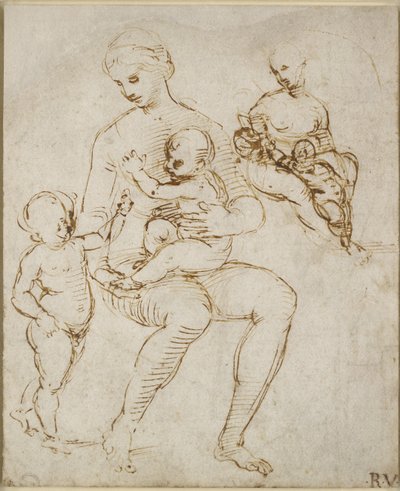 Two Studies for a Virgin and Child with St John (The Madonna del Cardellino) by Raffaello Sanzio Raphael